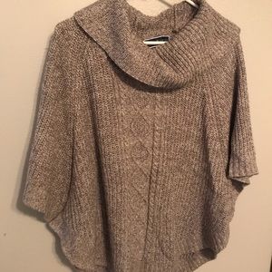Cowl neck poncho with sleeves